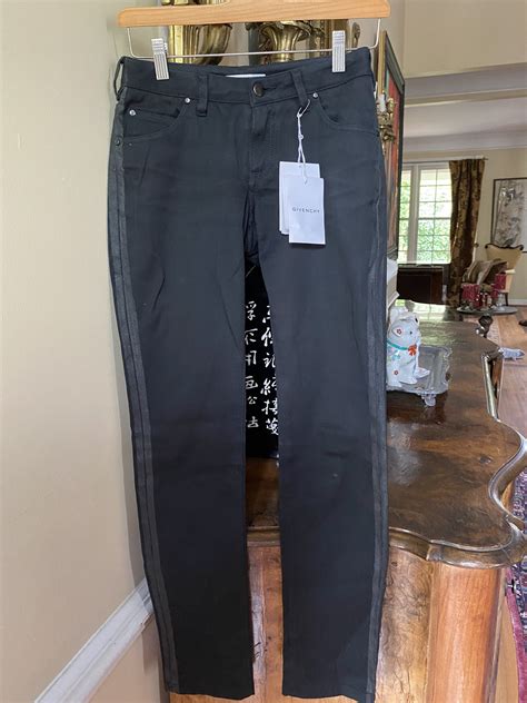 givenchy black jeans with shiny side strip womens|givenchy jeans.